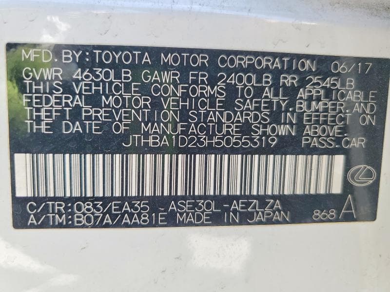 2017 LEXUS IS 200T 13