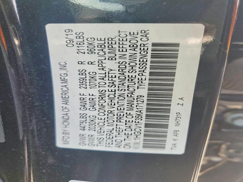 2019 HONDA ACCORD SPORT 13