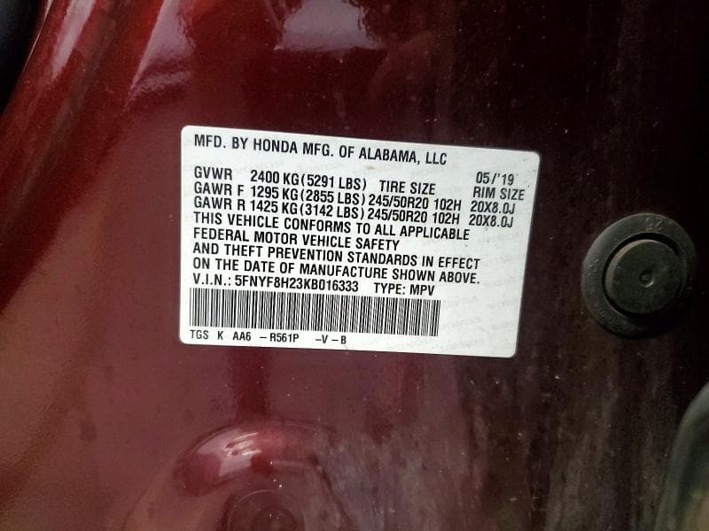 2019 HONDA PASSPORT SPORT 13