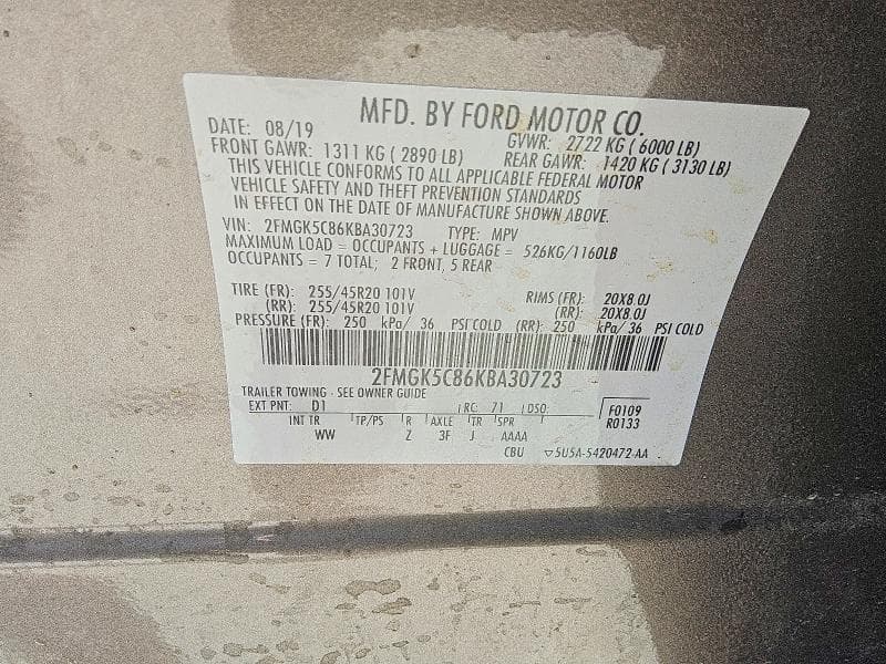 2019 FORD FLEX SEL 13