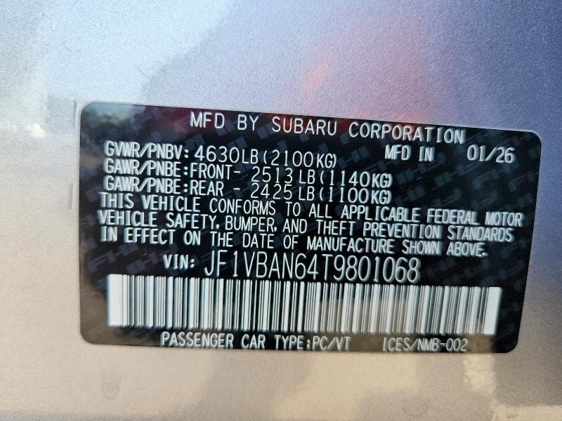 2026 SUBARU WRX LIMITED 12