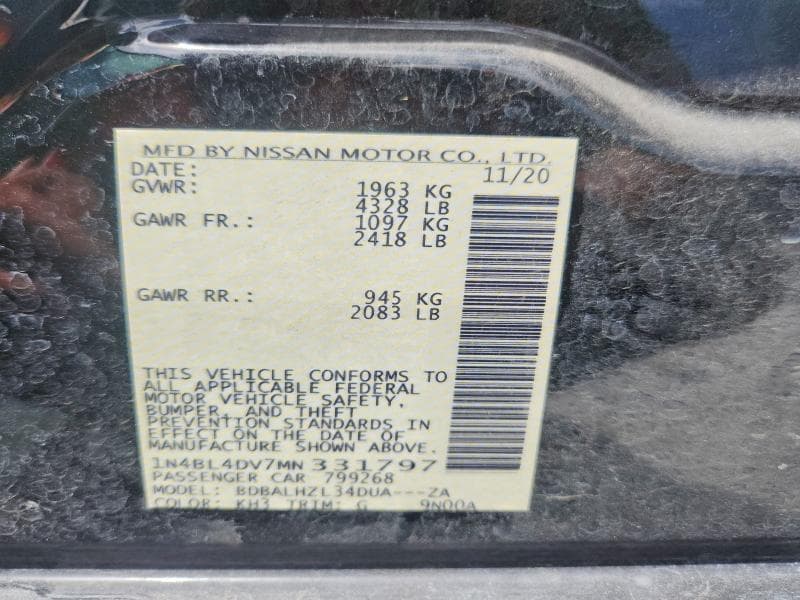 2021 NISSAN ALTIMA SV 13
