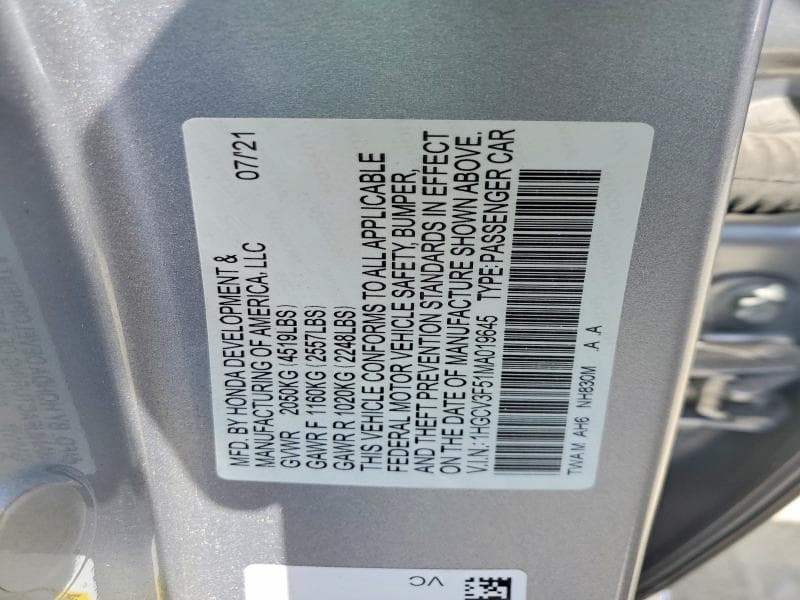 2021 HONDA ACCORD HYBRID EXL 12