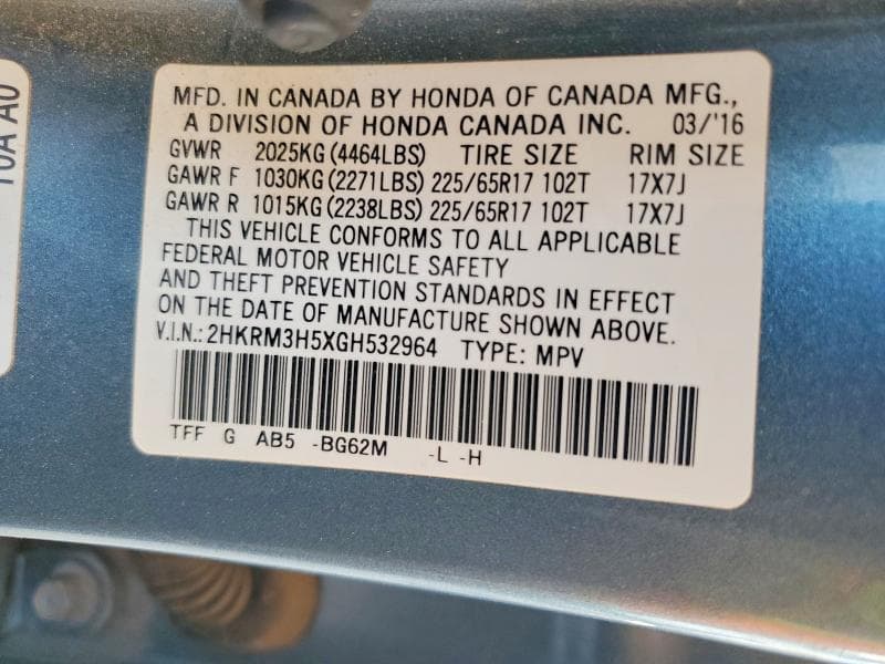 2016 HONDA CR-V EX EX 13