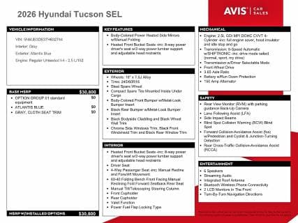 2026 HYUNDAI TUCSON SEL 13