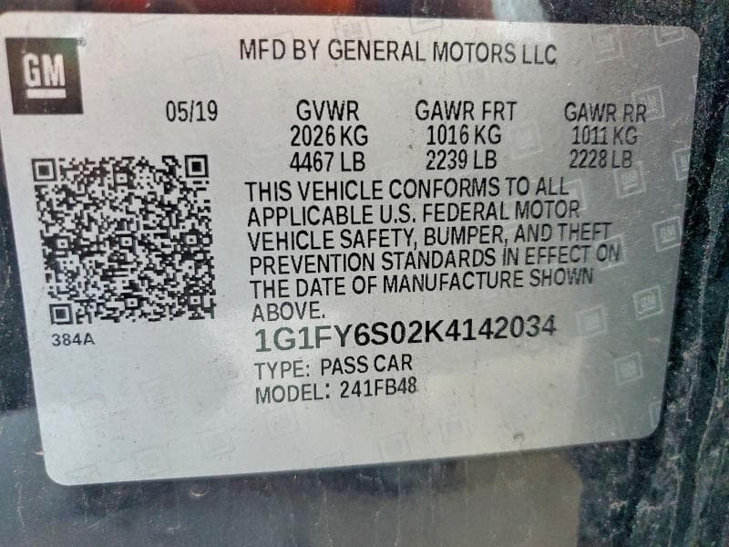 2019 CHEVROLET BOLT EV LT 12
