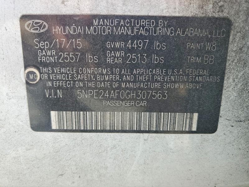 2016 HYUNDAI SONATA SE SE 12