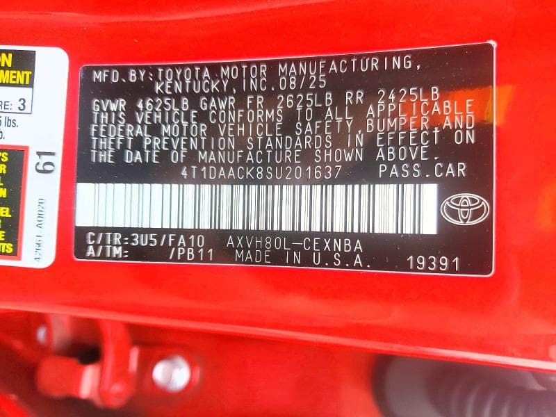 2025 TOYOTA CAMRY LE 12