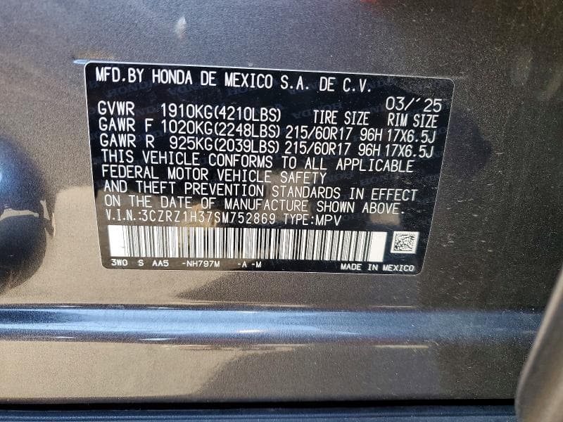 2025 HONDA HR-V LX 13