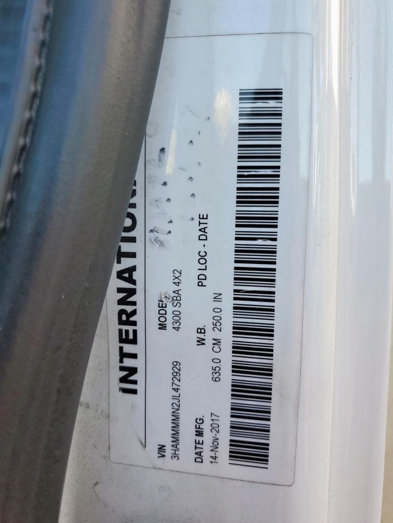 2018 INTERNATIONAL 4000 4300 4300 10