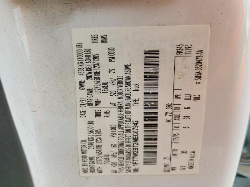 2021 FORD F250 SUPER DUTY SUPER DUTY 12