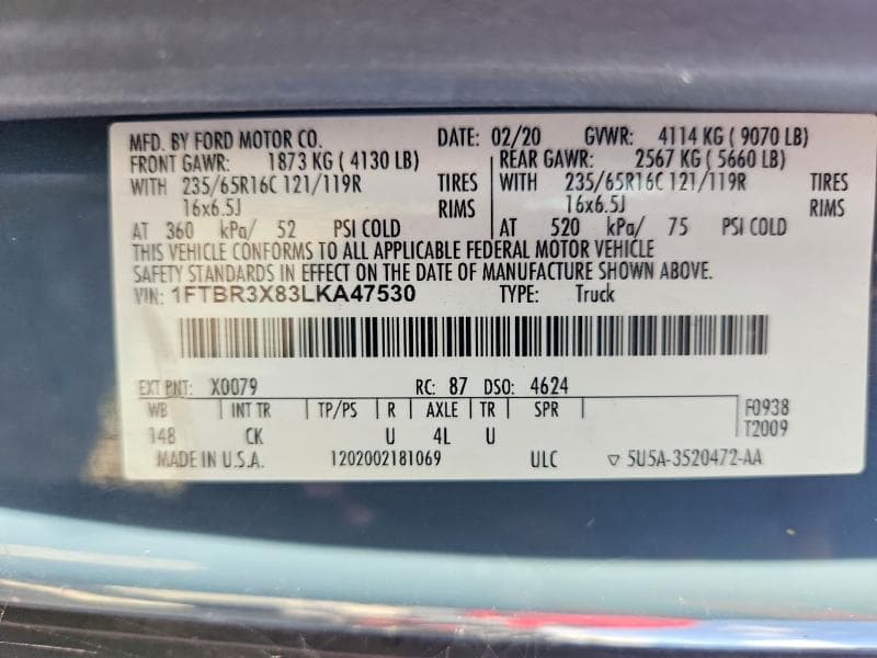 2020 FORD TRANSIT T-250 13