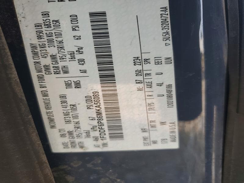 2021 FORD TRANSIT DELIVERY TRUCK 10