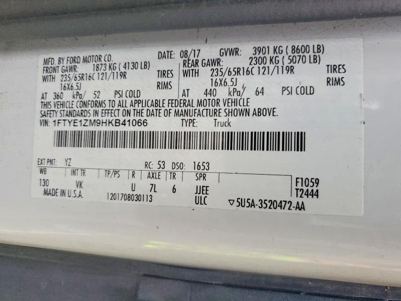 2017 FORD TRANSIT T-150 CARGO 14