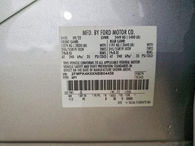 2022 FORD EDGE TITANIUM TITANIUM 12
