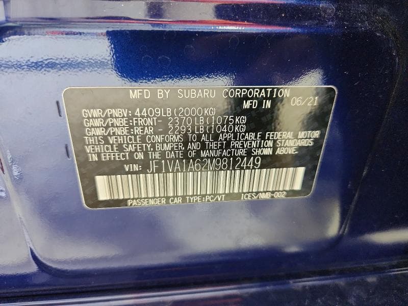 2021 SUBARU WRX 12
