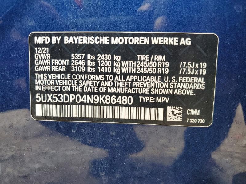 2022 BMW X3 XDRIVE30I 14