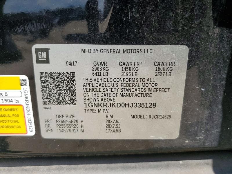2017 CHEVROLET TRAVERSE PREMIER 14