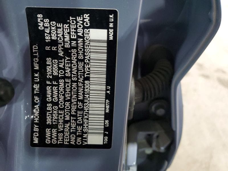 2018 HONDA CIVIC EX 12