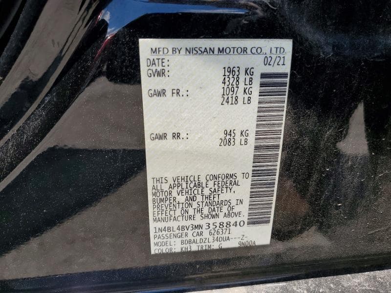 2021 NISSAN ALTIMA S 12
