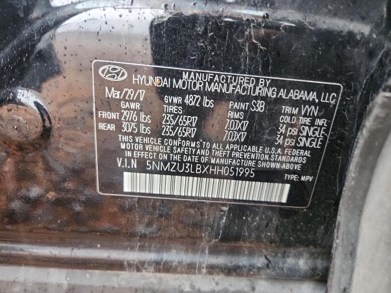 2017 HYUNDAI SANTA FE SPORT 2.4L 12