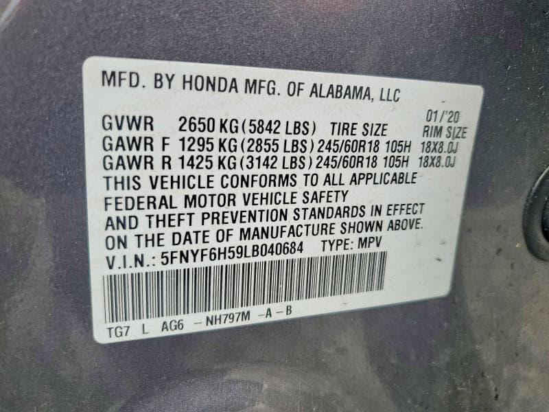 2020 HONDA PILOT EXL 13