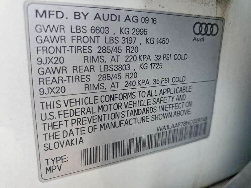 2017 AUDI Q7 PREMIUM PLUS PREMIUM PLUS 13