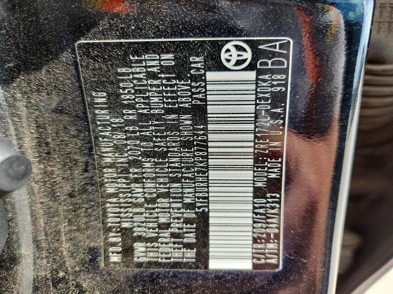 2019 TOYOTA COROLLA L L 12