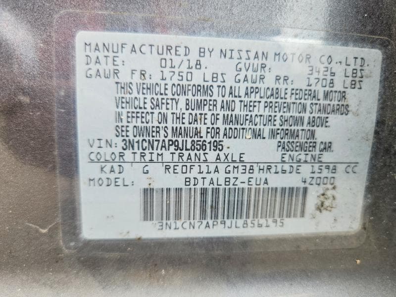 2018 NISSAN VERSA SV 13