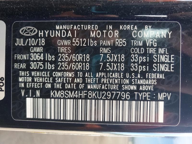 2019 HYUNDAI SANTA FE XL SE 13