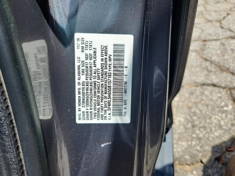 2016 HONDA ODYSSEY EXL 12