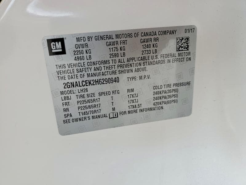 2017 CHEVROLET EQUINOX LT 12
