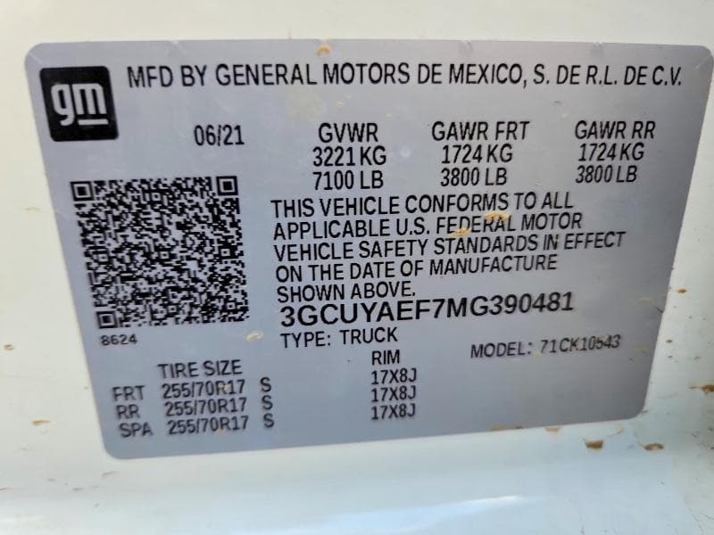 2021 CHEVROLET SILVERADO K1500 K1500 12