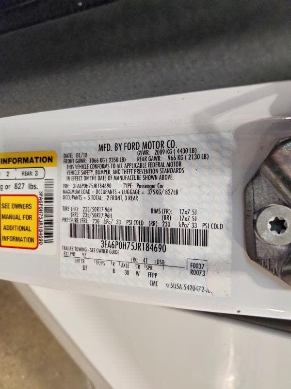 2018 FORD FUSION SE SE 12