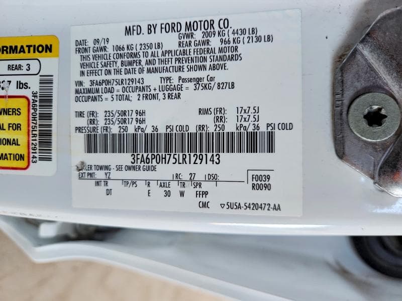 2020 FORD FUSION SE 13