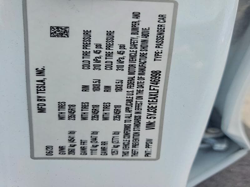 2020 TESLA MODEL 3 12
