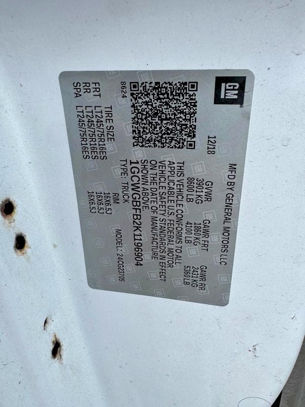 2019 CHEVROLET EXPRESS G2500 11