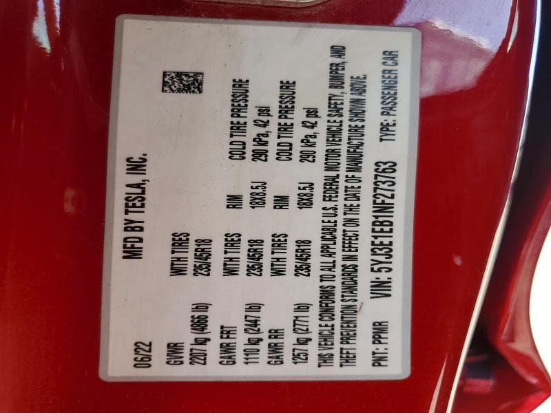 2022 TESLA MODEL 3 12