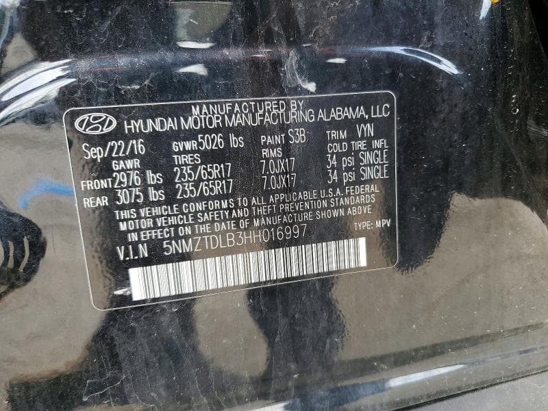 2017 HYUNDAI SANTA FE SPORT 2.4L 14
