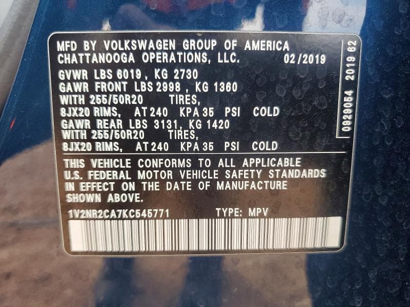 2019 VOLKSWAGEN ATLAS SEL PREMIUM SEL PREMIUM 14