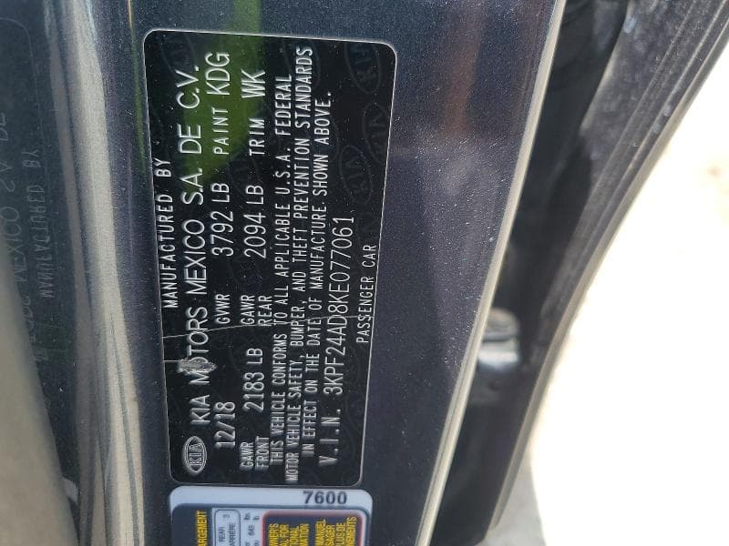 2019 KIA FORTE FE 12