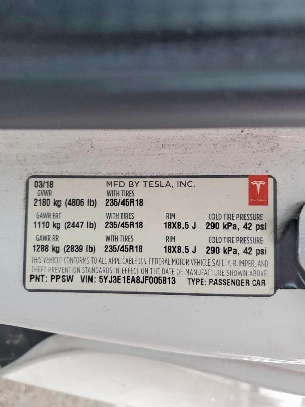 2018 TESLA MODEL 3 12