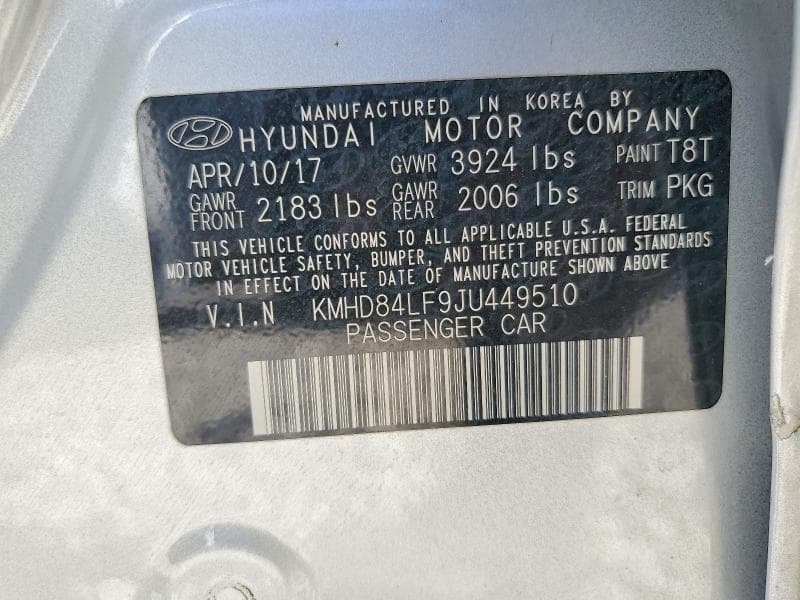 2018 HYUNDAI ELANTRA SEL SEL 12