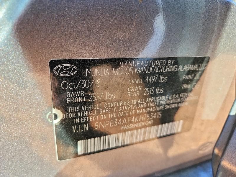 2019 HYUNDAI SONATA SEL SEL 12