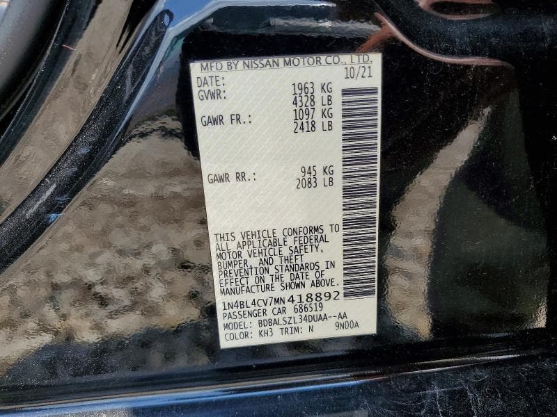 2021 NISSAN ALTIMA SR 12