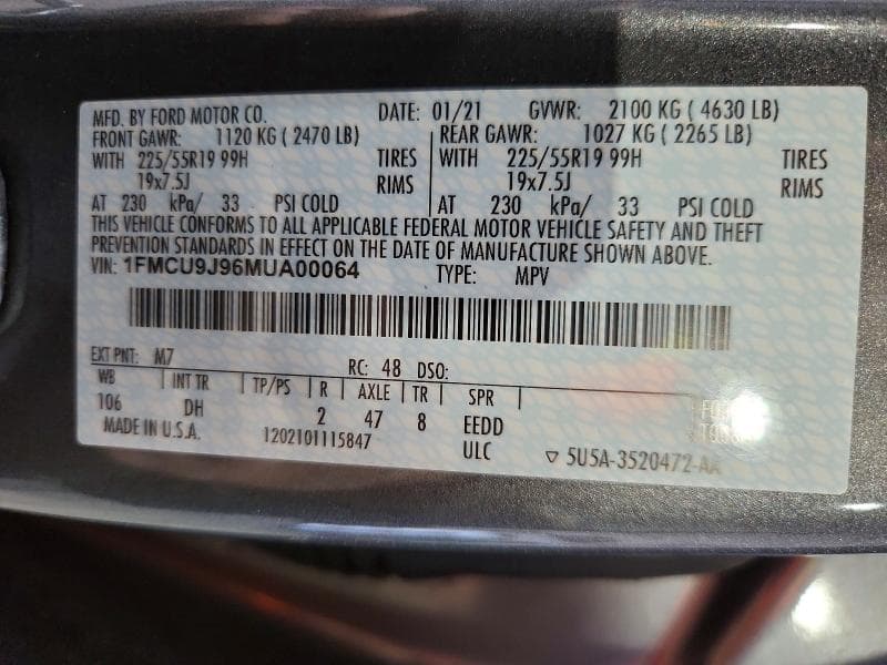 2021 FORD ESCAPE TITANIUM 12