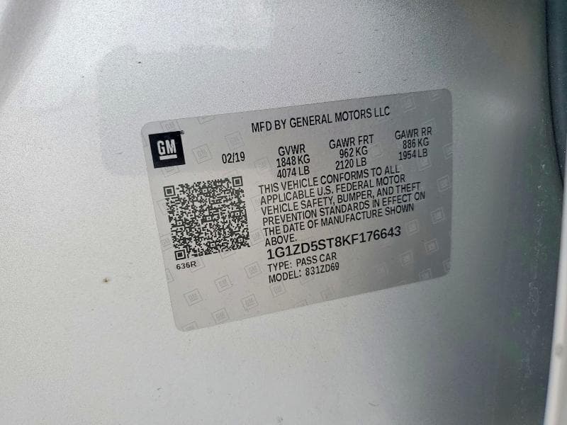 2019 CHEVROLET MALIBU LT 12