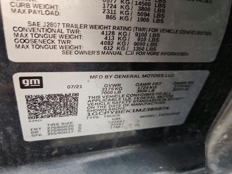 2021 CHEVROLET SILVERADO K1500 CUSTOM K1500 CUSTOM 12
