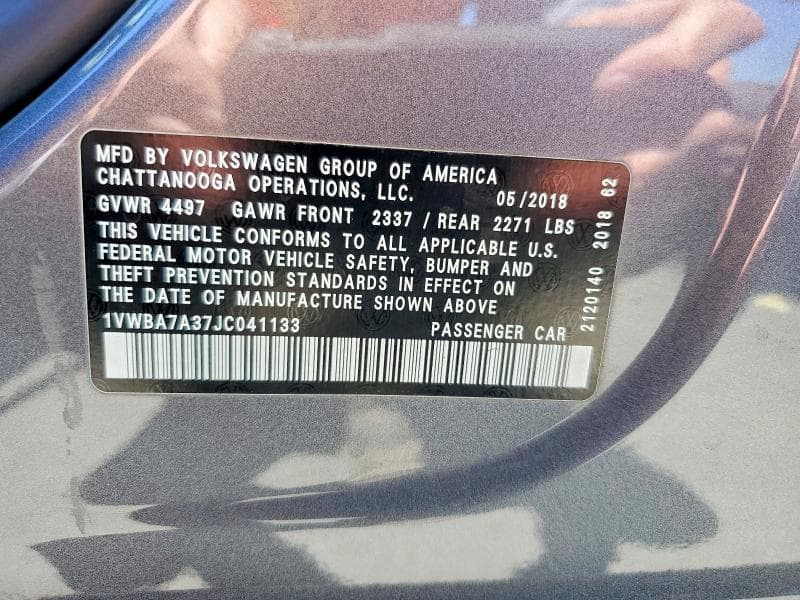 2018 VOLKSWAGEN PASSAT SE 12