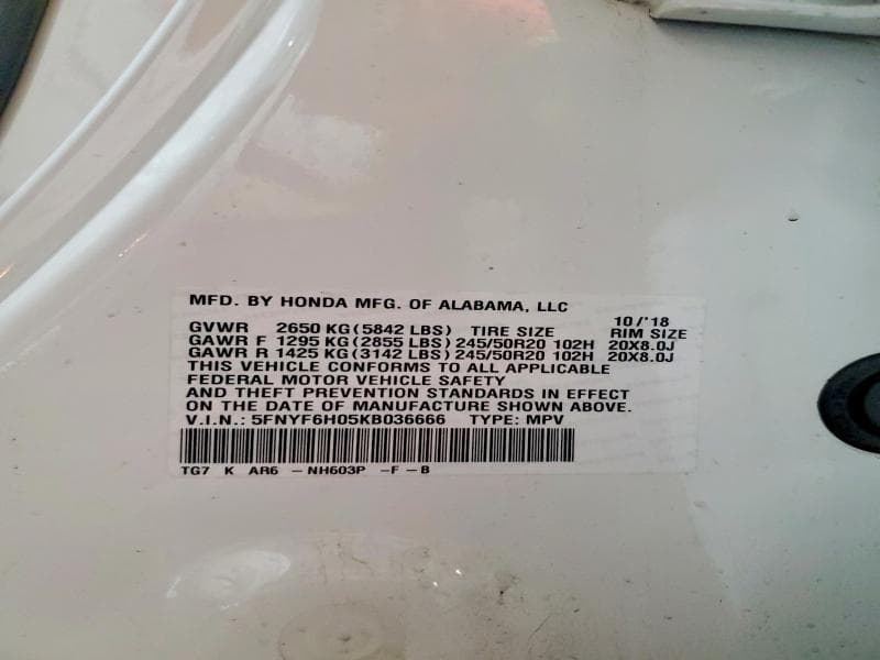 2019 HONDA PILOT ELITE 13